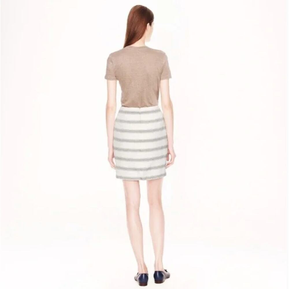 J. Crew Salon Mini Skirt in Stripe Linen A2841 Gray White Size 00 - Picture 2 of 7